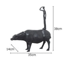 Stylized black matte metal cowherd shepherd boy sculpture living room