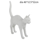 Stylized black & white cat resin table lamp for bedroom