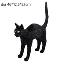 Stylized black & white cat resin table lamp for bedroom