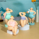 Stylized lavender & blue beach swimsuit resin sculpture desk ornament