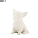Stylized white matte french bulldog ceramic sculpture living room decor