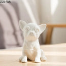 Stylized white matte french bulldog ceramic sculpture living room decor