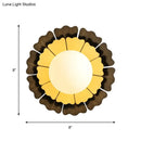 Sunflower yellow & wood wall sconce with matte white glass ball bedroom