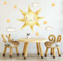 Watercolor Decals Sun & Clouds - Fabric Nursery Wall Art