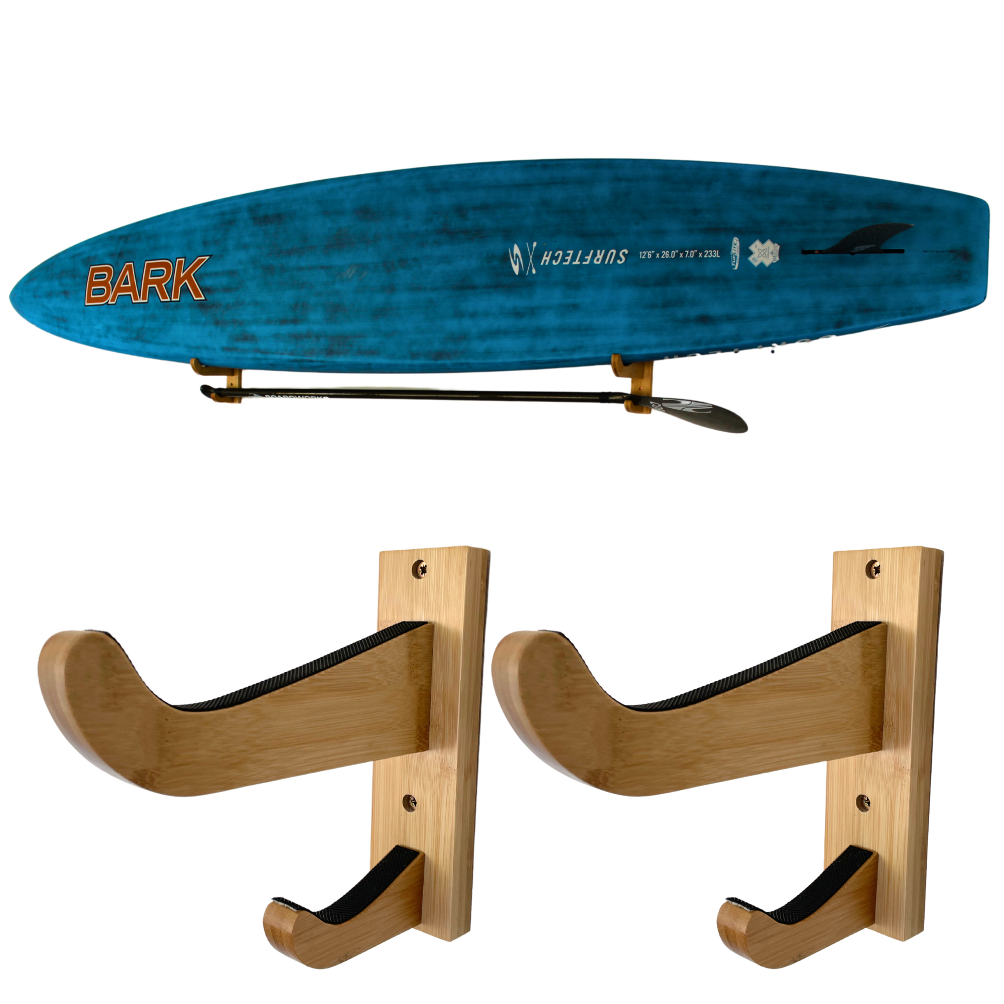 Bamboo SUP Wall Mount with Paddle Rack