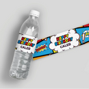 Superhero Birthday Water Bottle Labels