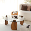 Surf Solid Coffee Table/Chestnut & Smoked Glass - (D)35.5" (H)16"