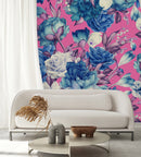 Fashionable Modern Pink Wallpaper with Flowers