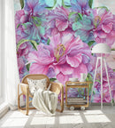 Voguish Large Pink Flowers Wallpaper Chic
