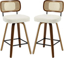 Swivel Counter Height Bar Stools Cream White Rattan Back