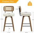 Swivel Counter Height Bar Stools Cream White Rattan Back