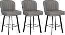 26 Counter Height Bar Stools Set Of 3 Gray Faux Leather