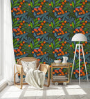 Green Leaves and Orange Flowers Wallpaper