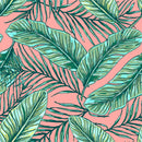 Modish Tropical Leaves on Pink Background Wallpaper Fashionable