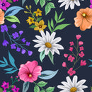 Contemporary Dark Blue Floral Wallpaper Tasteful