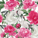 Cranes and Pink Peonies Wallpaper