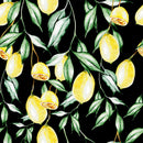 Contemporary Black Wallpaper with Lemons Tasteful
