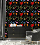 Contemporary Dark Floral Wallpaper Fashionable Quality