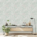 Contemporary Green Wallpaper with Little Flowers
