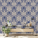 Dark Blue Vintage Pattern Wallpaper