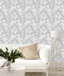 White Wallpaper with Plant's Leaves