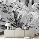 Grey Wallpaper with Peonies