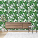 Green Monstera Leaves Wallpaper