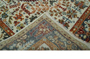 Tabriz Antique Hand Knotted Traditional Ivory and Rust Multi Size Wool Rug