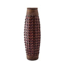 Tall dark brown bamboo woven vase living room herringbone decor