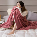 Tan & cream cozy lambswool flannel blanket bedroom fleece throw