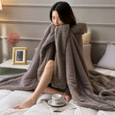 Tan & cream cozy lambswool flannel blanket bedroom fleece throw