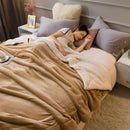 Tan & cream cozy lambswool flannel blanket bedroom fleece throw