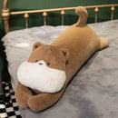 Tan white & beige dog sleeper body pillow bedroom leg support plush