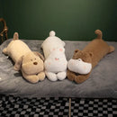 Tan white & beige dog sleeper body pillow bedroom leg support plush