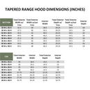 Black Wood Range Hood With Tapered Strapped Front and Block Trim - 30", 36", 42", 48", 54" and 60" Widths Available