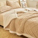 Taupe and white butterfly jacquard wool blanket bedroom fleece throw