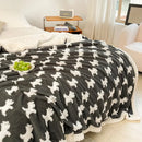 Taupe and white butterfly jacquard wool blanket bedroom fleece throw