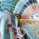 Teal and blue peacock knit sofa blanket cover living room throw