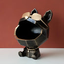 Teal and gold big mouth dog storage sculpture living room organizer
