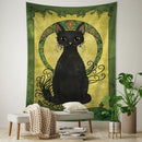 Teal and gold black cat tarot tapestry bedroom wall decor