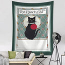 Teal and gold black cat tarot tapestry bedroom wall decor