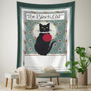 Teal and gold black cat tarot tapestry bedroom wall decor