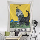 Teal and gold black cat tarot tapestry bedroom wall decor