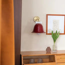 Teal and red bowknot bell wall lamp bedroom glass sconce