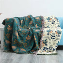 Teal birds jacquard cotton sofa cover living room non slip blanket
