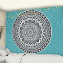 Teal black & white bohemian mandala wall hanging bedroom decor