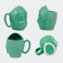 Teal buddha sculpture ceramic coffee mug kitchen decor
