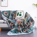Teal butterfly carp pattern sofa blanket living room throw