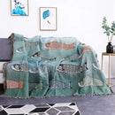 Teal butterfly carp pattern sofa blanket living room throw