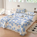 Teal & cream zigzag cool summer blanket set bedroom quilt